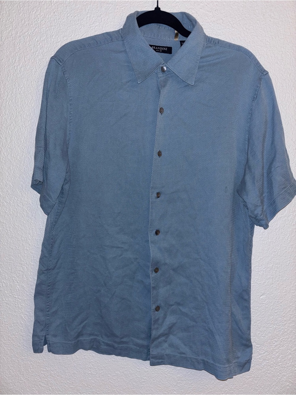 Brandini Men’s Light Blue Short Sleeve Button-Down Shirt